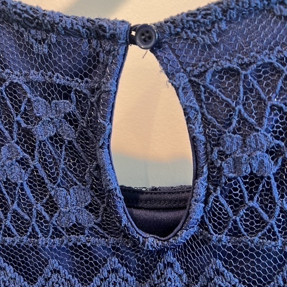 Xhilaration NAVY Dress Cotton Crochet Lace over Nylon/Rayon w/ Blue Embr… - Picture 6 of 10